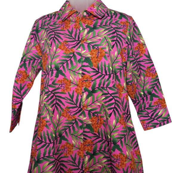 Perlavera Clara Felicia Floral Button Down Cotton Dress Small - Picture 4 of 6